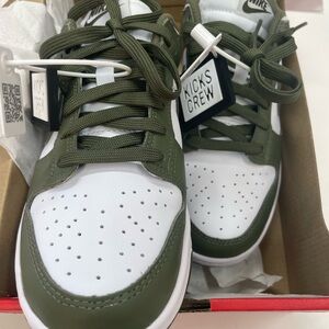 Nike Olive and White Dunk Low